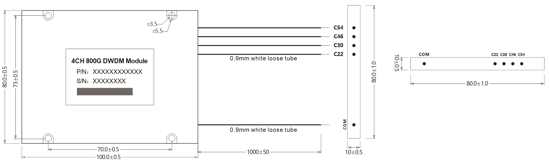 800G LWDM 4CH Mechanical Dimension